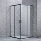 Kobe Enclosed Shower Door in Matte Black, Lifestyle View.