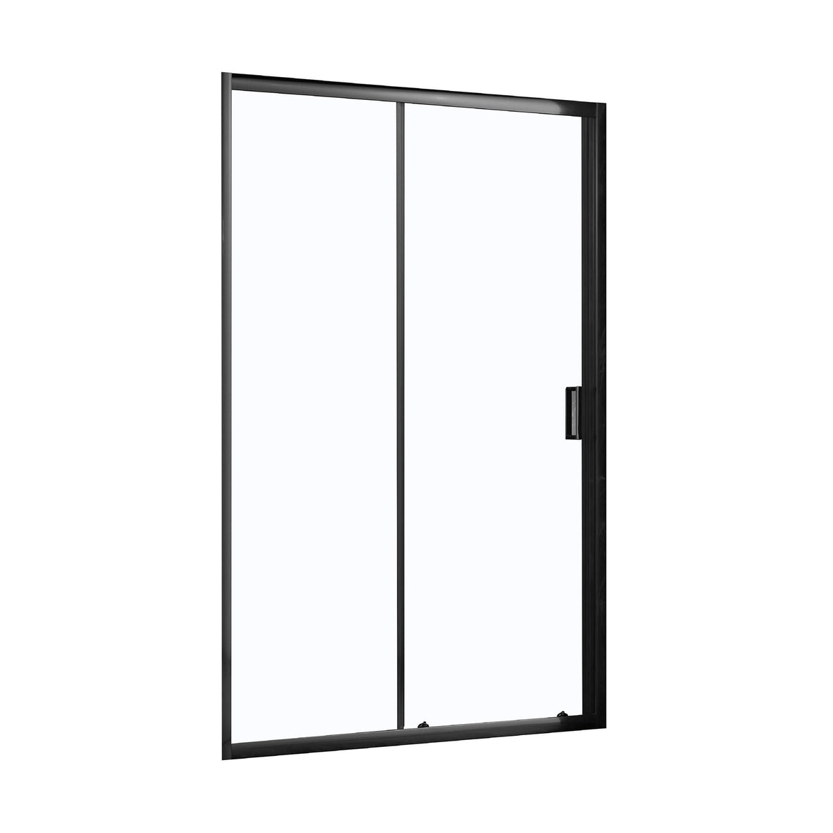 Klyde Sliding Shower Door in 47 in / Matte Black, Back View.