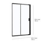 Klyde Sliding Shower Door in 47 in / Matte Black, Dimensions Diagram.