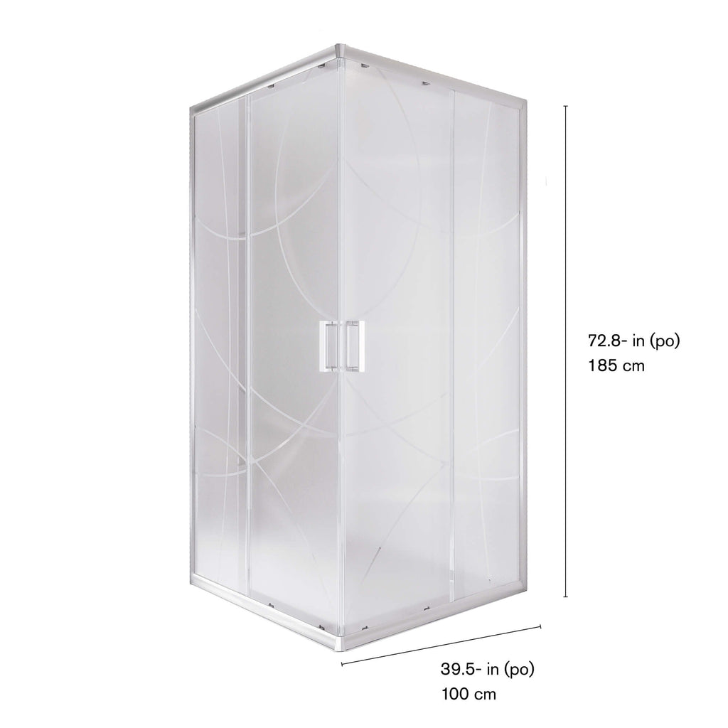 Cubo Shower Door, Dimensions Diagram.