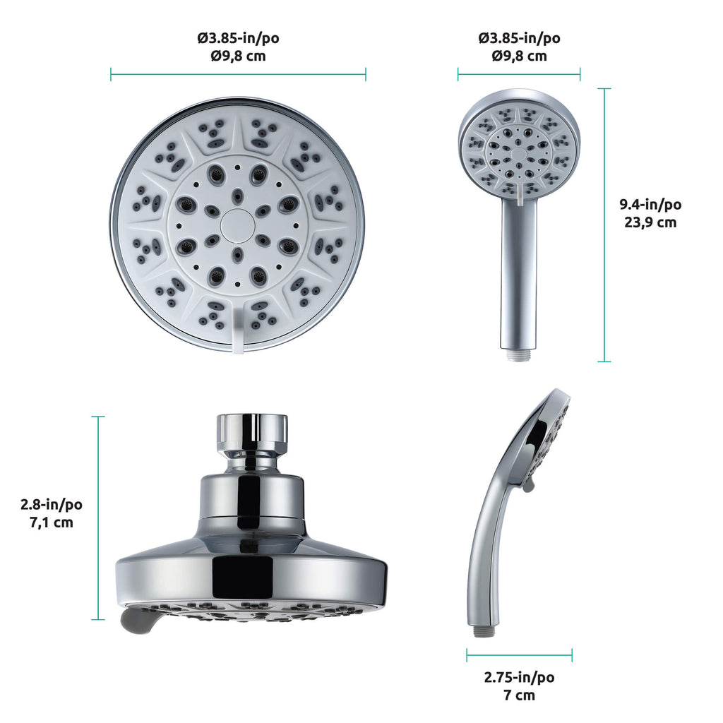 Pomme de douche Lara 5 jets avec douchette à main