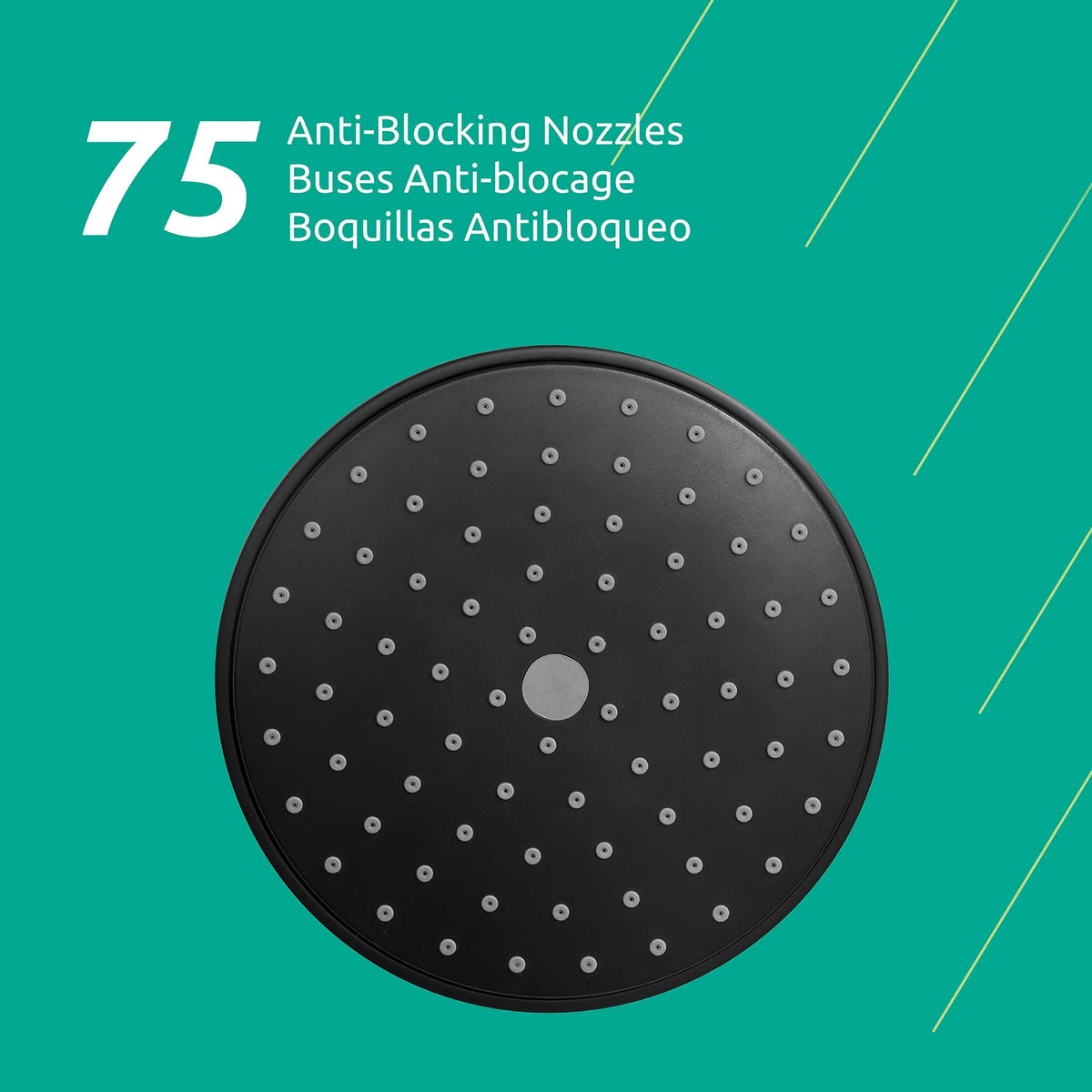 Lina 1 Function Shower Head in Matte Black, Attribute Detail View 1.