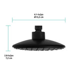 Lina 1 Function Shower Head in Matte Black, Dimensions Diagram.