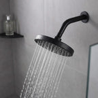Lina 1 Function Shower Head in Matte Black, Lifestyle View.