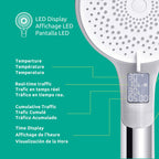 Cabezal de ducha de mano Novo de 3 chorros con pantalla LED