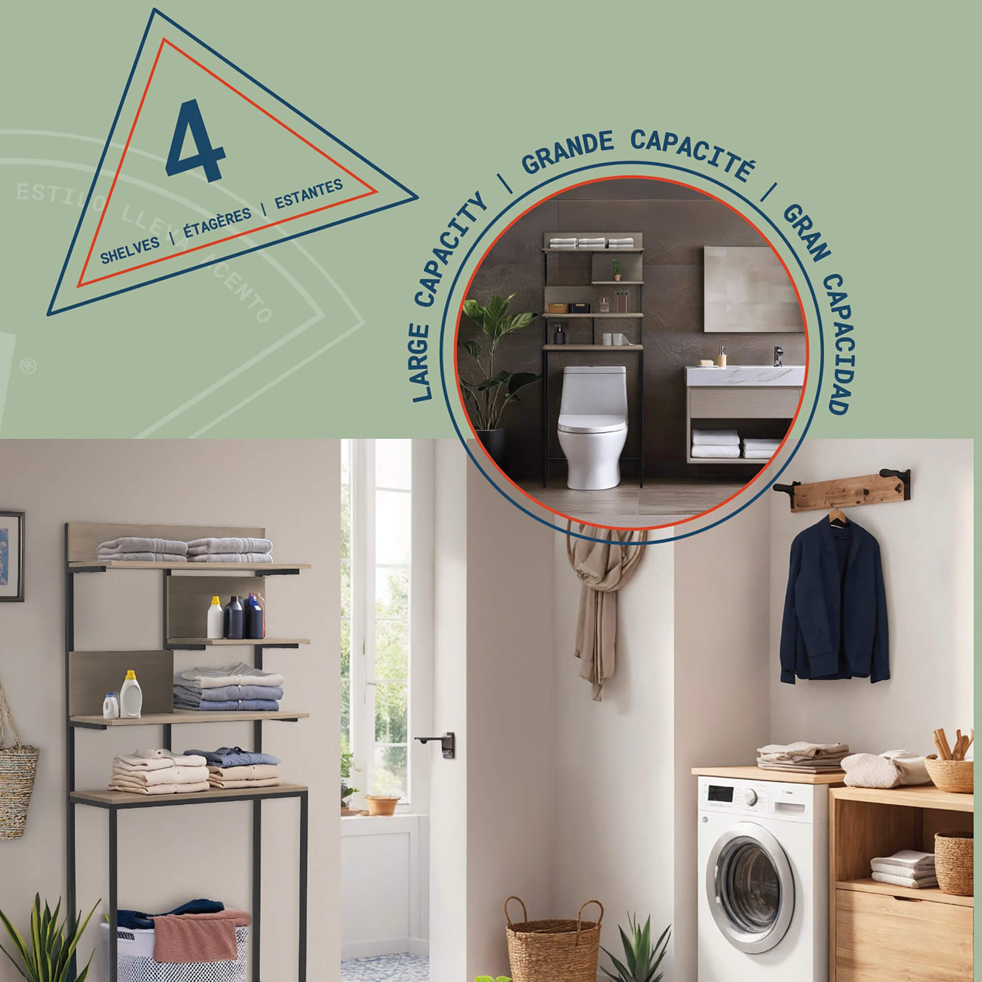 Clario Étagère autoportante à 4 niveaux