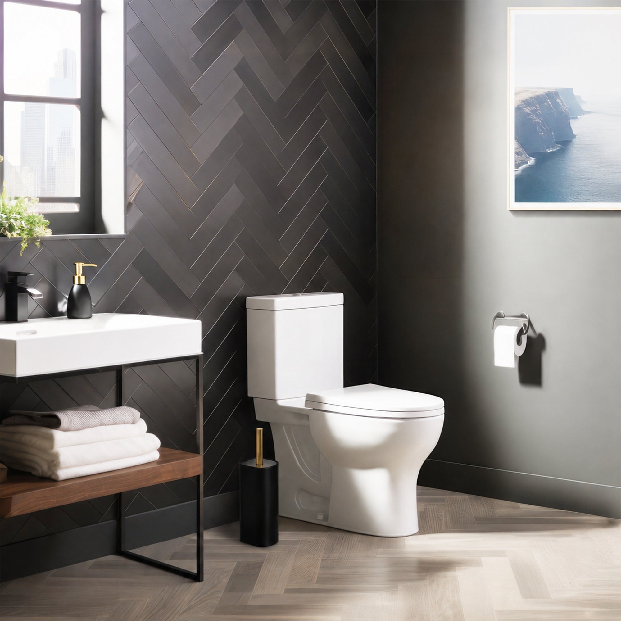 Carrava Cepillo alto para baño con soporte arqueado	