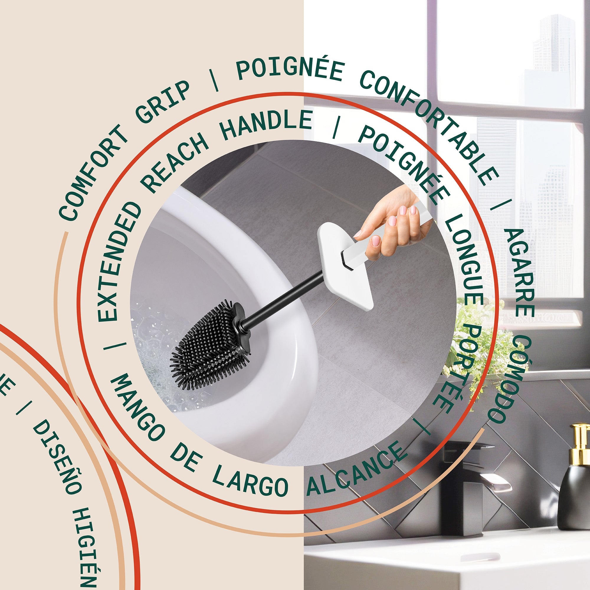 Carrava Cepillo alto para baño con soporte arqueado	