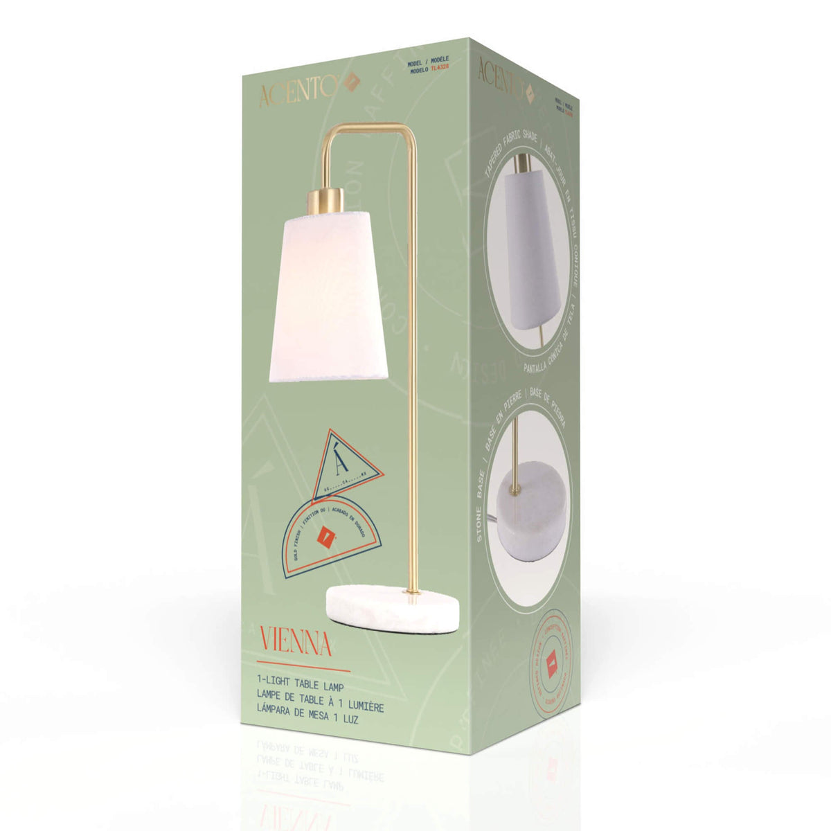 Lámpara de mesa de 1 luz Vienna