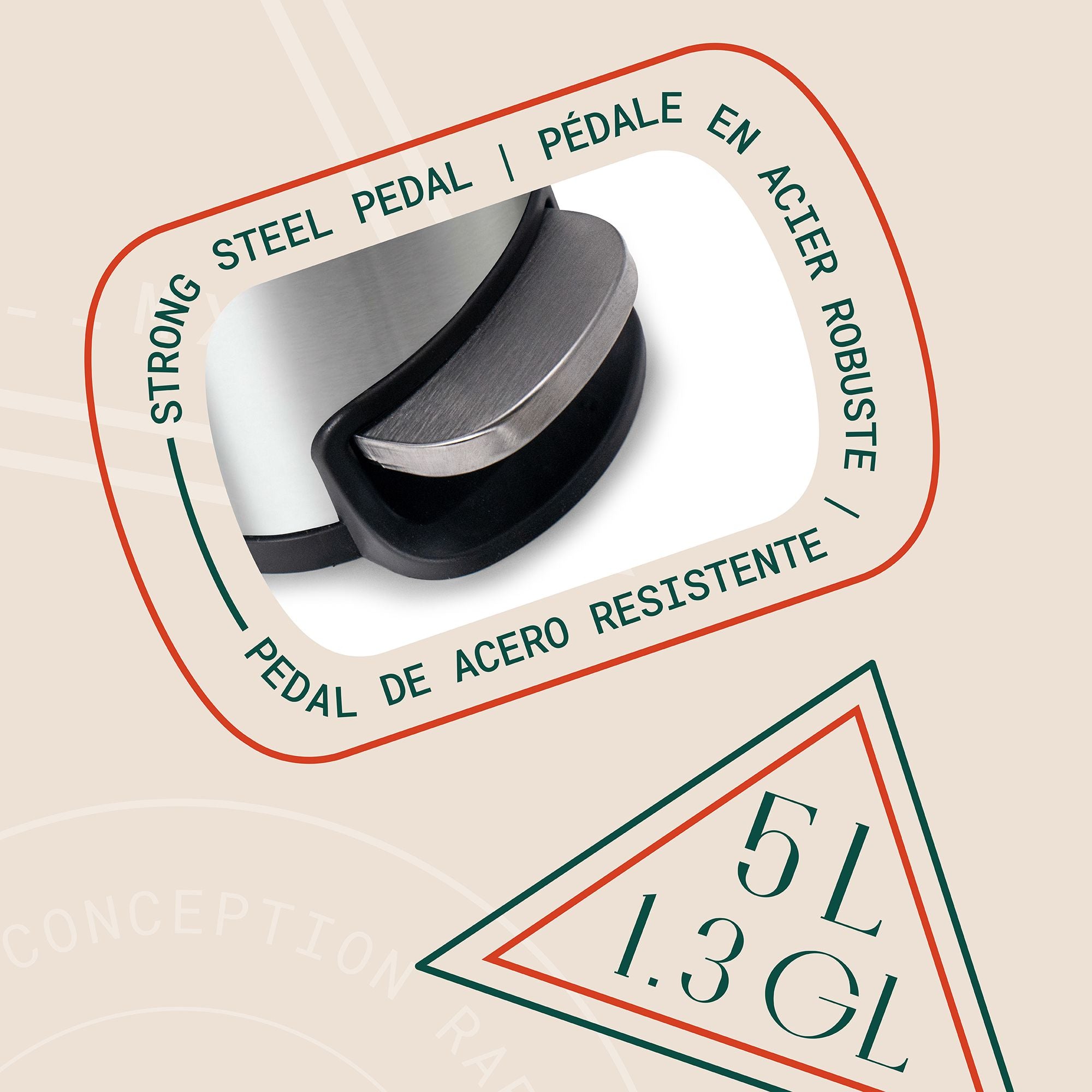 Linea Bote de basura rectangular de 5L con pedal