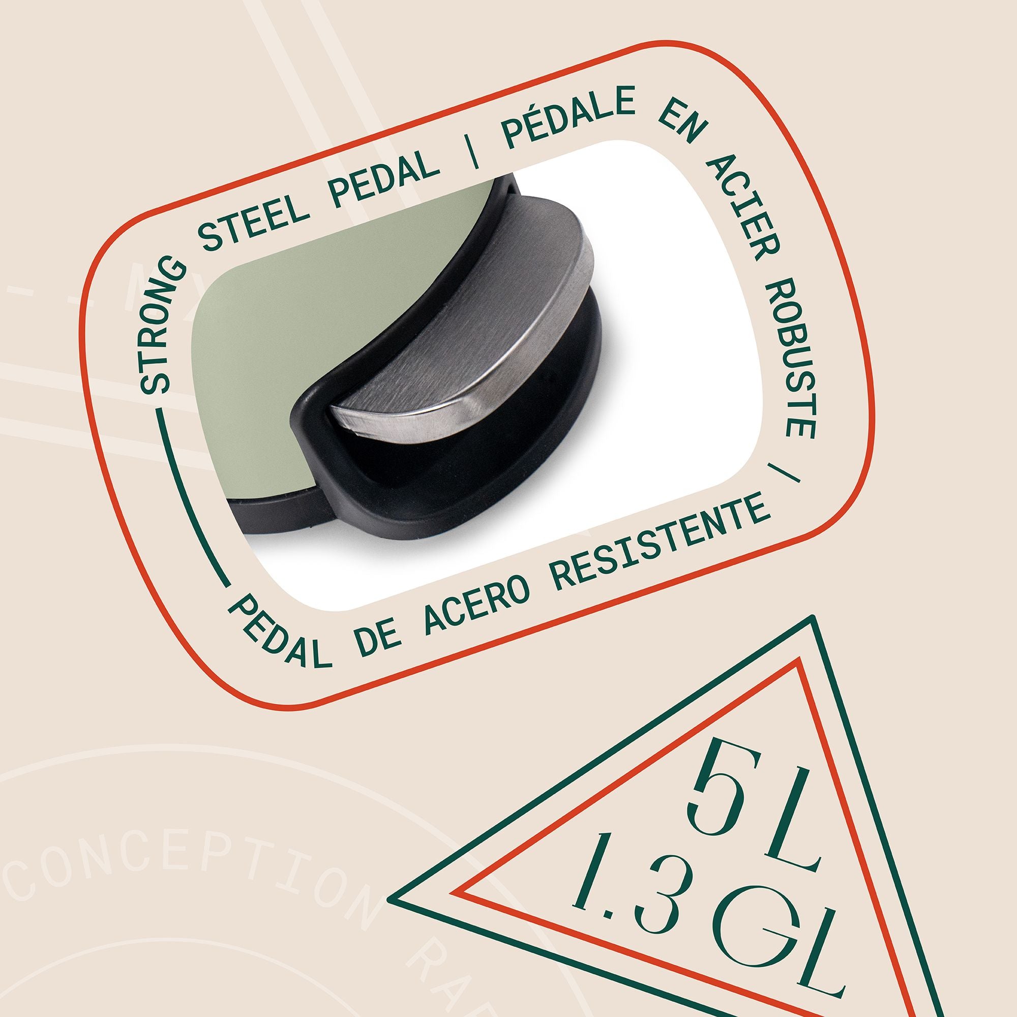 Linea Bote de basura rectangular de 5L con pedal