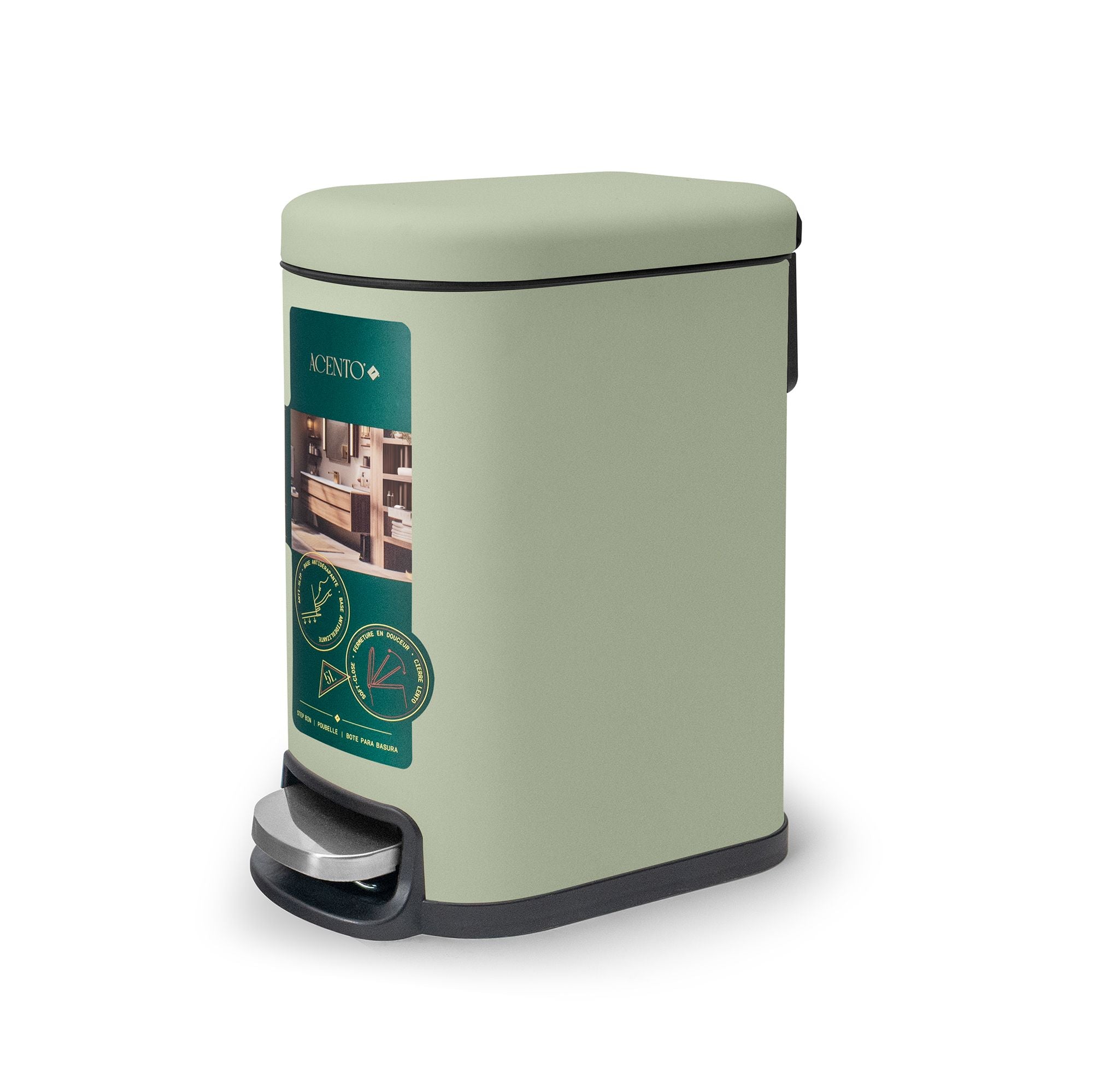Linea Bote de basura rectangular de 5L con pedal