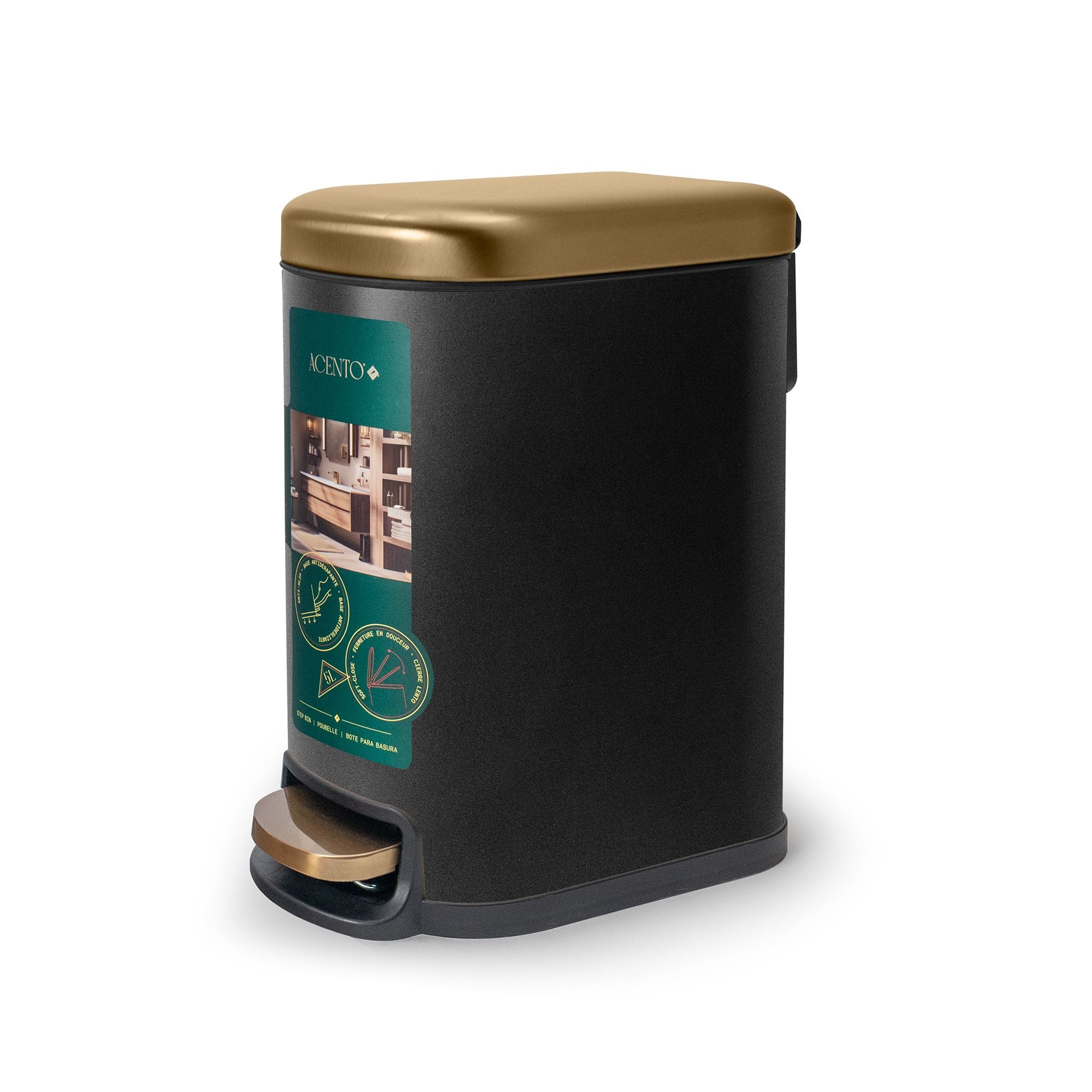 Linea Bote de basura rectangular de 5L con pedal