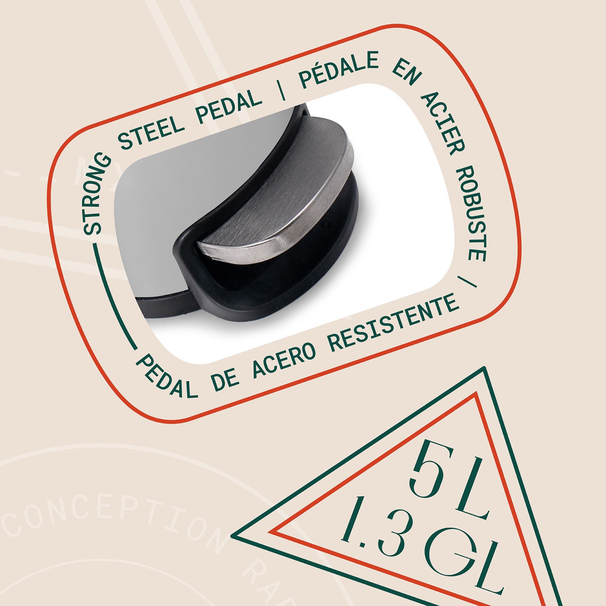Linea Bote de basura rectangular de 5L con pedal