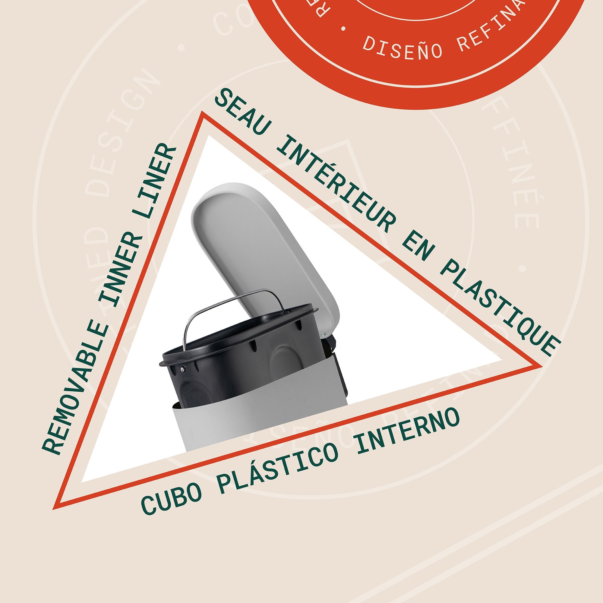 Linea Bote de basura rectangular de 5L con pedal
