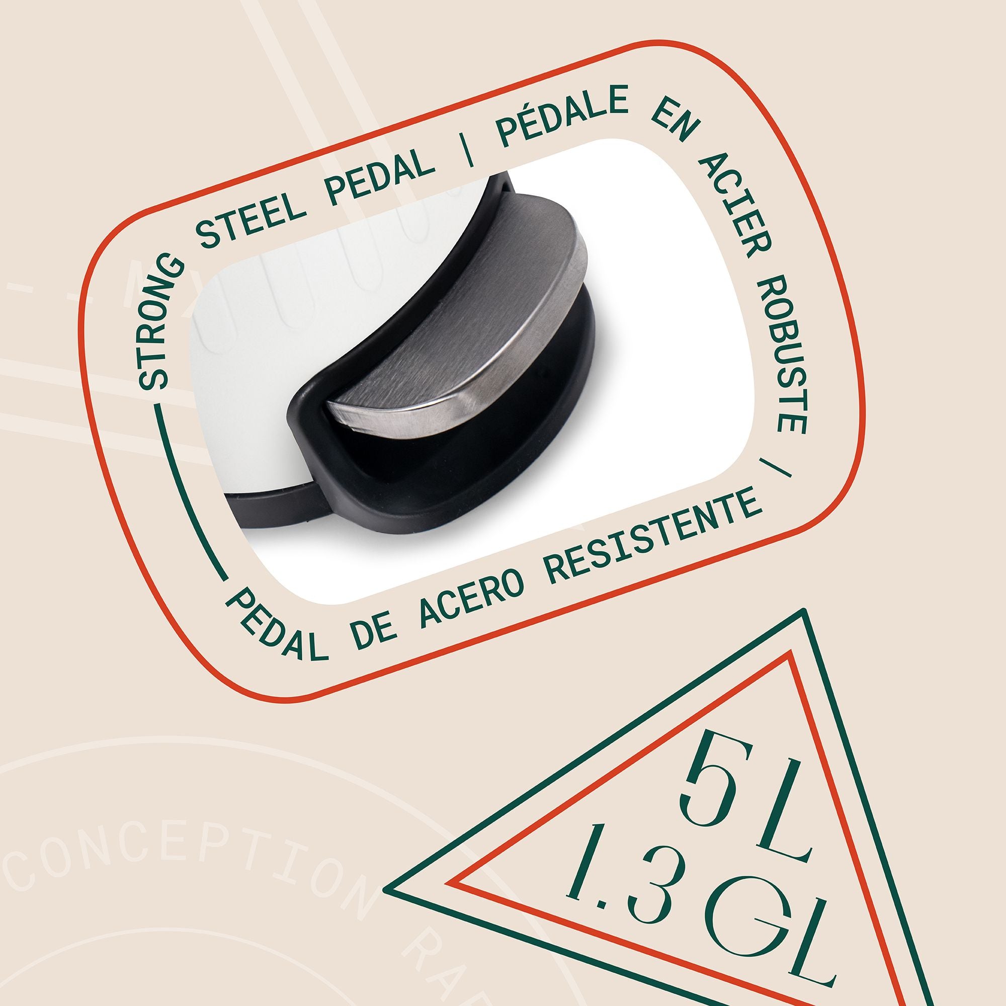 Linea Bote de basura rectangular de 5L con pedal