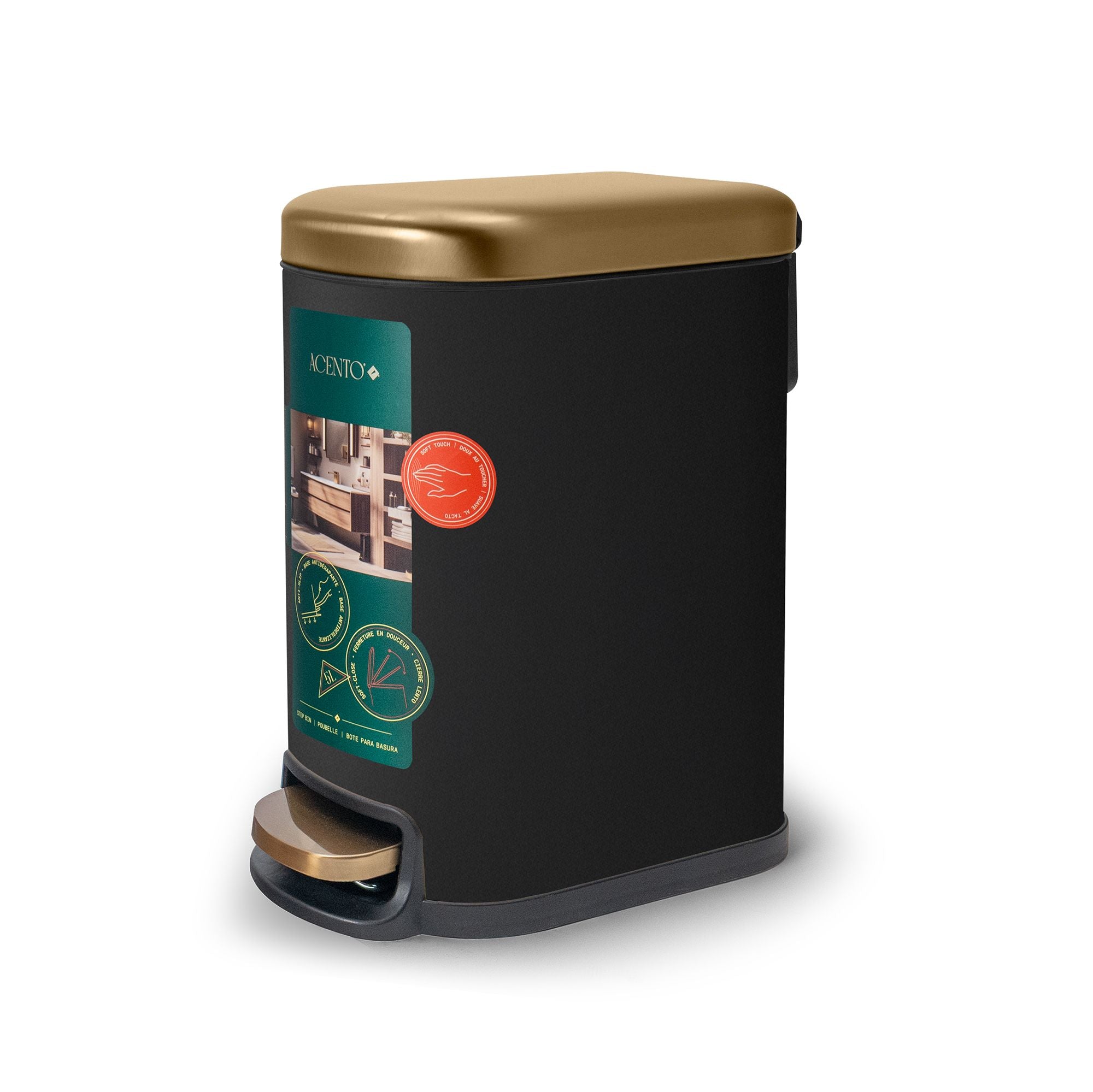 Linea Bote de basura rectangular de 5L con pedal