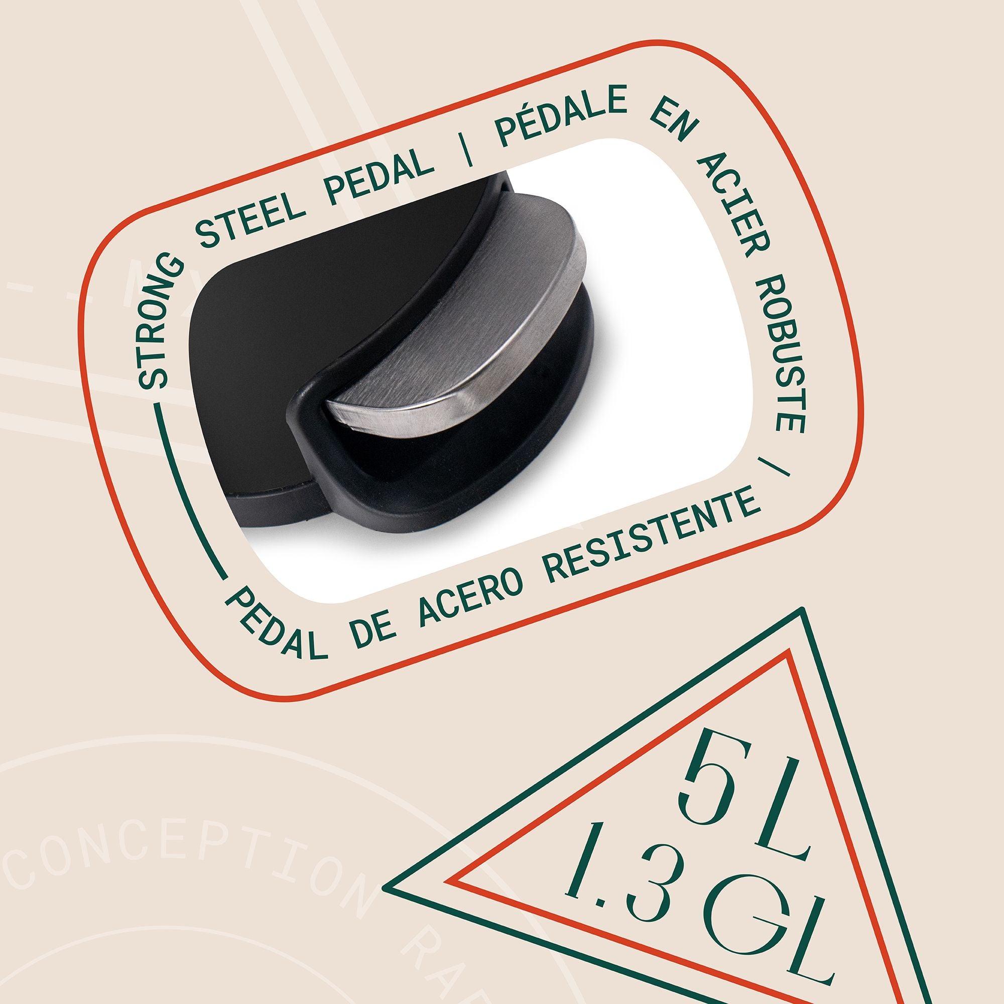 Linea Bote de basura rectangular de 5L con pedal