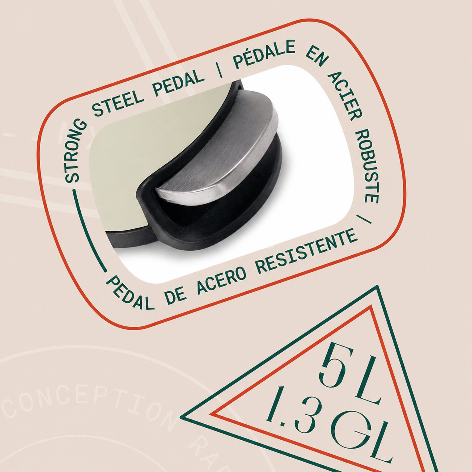 Linea Bote de basura rectangular de 5L con pedal