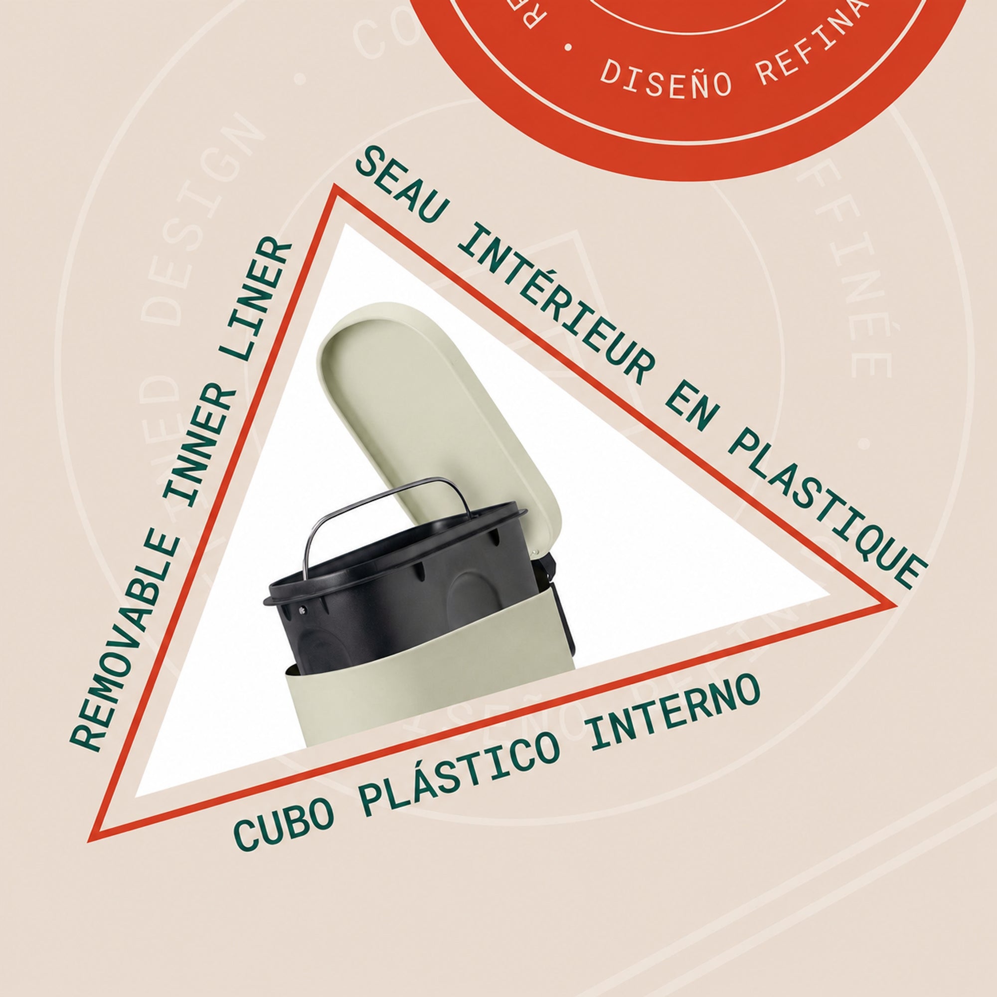 Linea Bote de basura rectangular de 5L con pedal