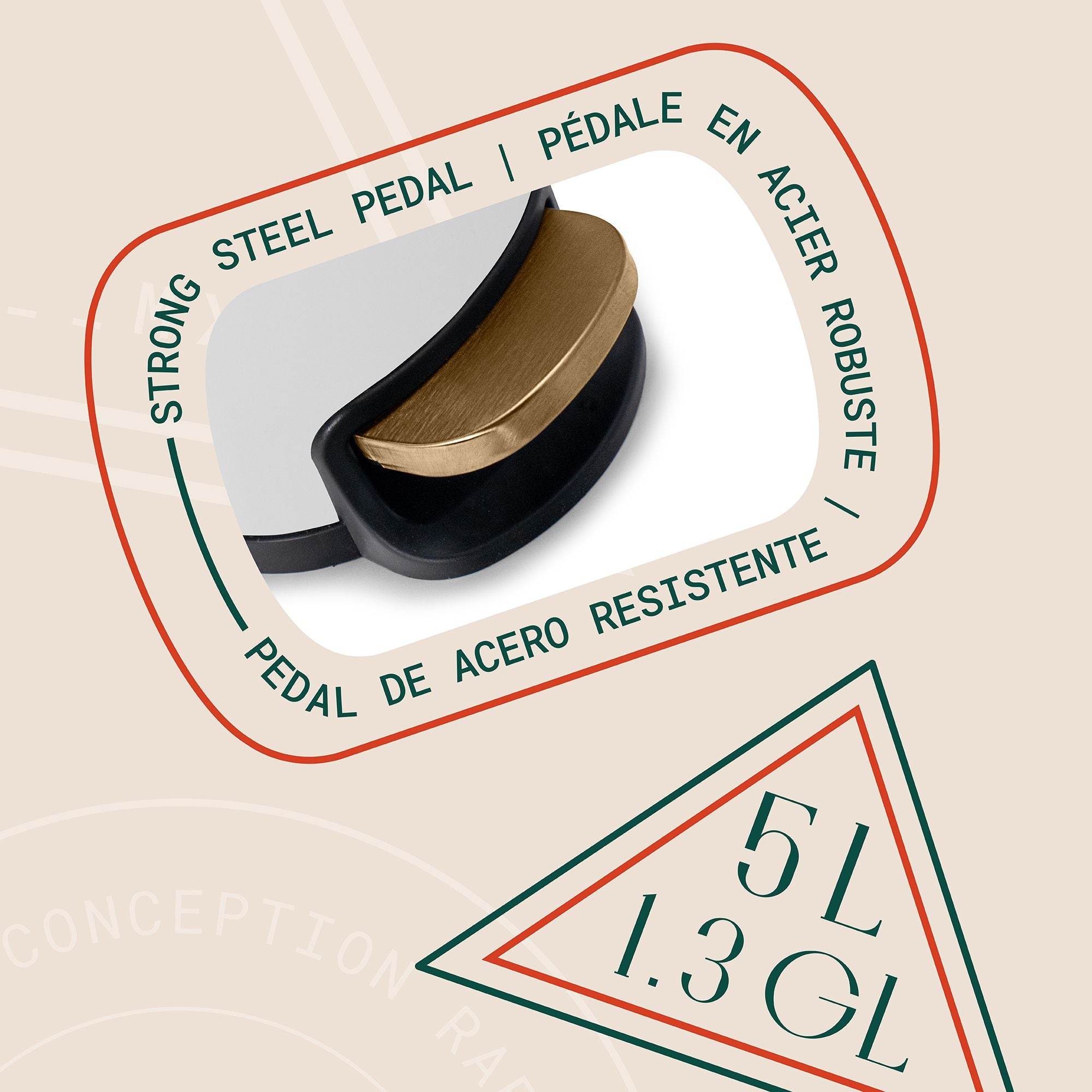 Linea Bote de basura rectangular de 5L con pedal