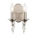 Francis 2-Light Wall Sconce, Front View, powered on.