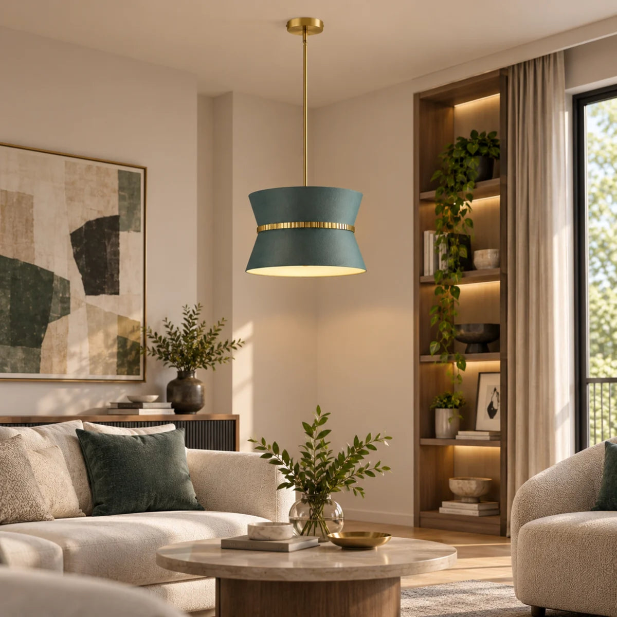 Coyoacan 4 - Light Brass Drum Pendant
